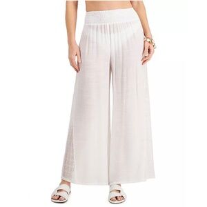 Miken White Sheer Wide Leg Flare Swim Cover-up Pants Size S